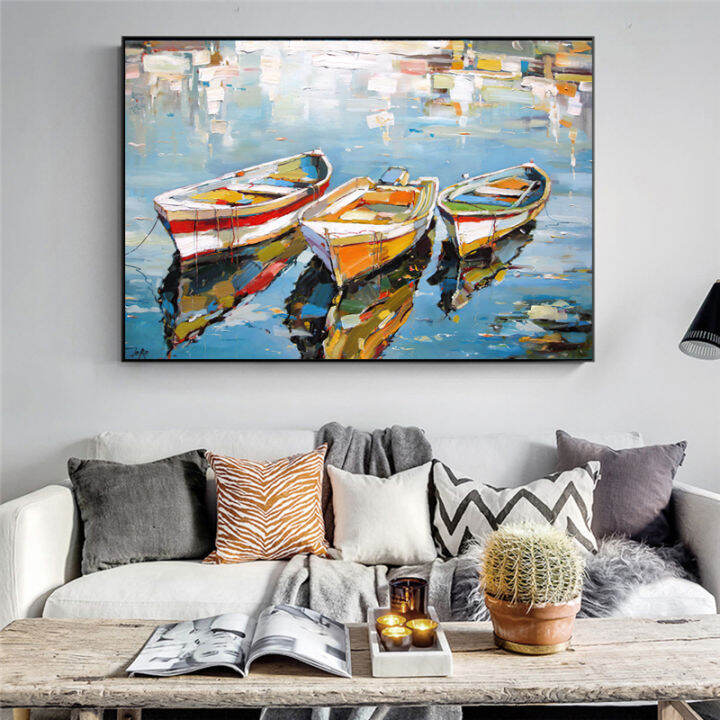 3-boats-oil-canvas-painting-sea-landscape-posters-and-prints-wall-art-picture-for-living-room-home-decor-cuadros