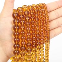 Amber Quartz Crystals Natural Stone Beads Round Loose Spacer Bead For Jewelry Making DIY Bracelet Necklace Accessories Charm Cables