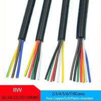 ☫❣ RVV Electric Cable 2Meters 2/3/4/5/6/7/8 Cores 26/24/22/20/18AWG Control Signal Wire Copper Insulated Sheathed PVC Cable