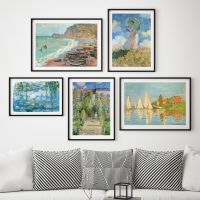 Monet-Inspired Abstract Wall Art: Water Lily, Sunflower Field, Seaside Canvas Painting Posters &amp; Prints For Living Room Decor-ใหม่