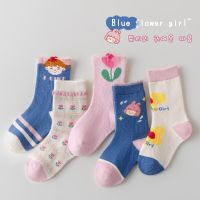 ☊  Girls Socks Baby Autumn Winter Cotton Socks Children 3-12 Year-old Calf Sock 5 Pairs/lot