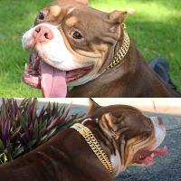 Hot Dog Chain Collar วัสดุโลหะหรูหรา2.5ซม. ความกว้างปลอกคอสแตนเลส Pitbull ปลอกคออุปกรณ์เสริมสำหรับสุนัขขนาดกลางขนาดใหญ่