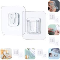 【cw】 4/8 Pairs Double Sided Self Adhesive Hooks Kitchen Wall Mounted Hanger Waterproof Adhesive Seamless Hooks Photo Frame Holdlers ！