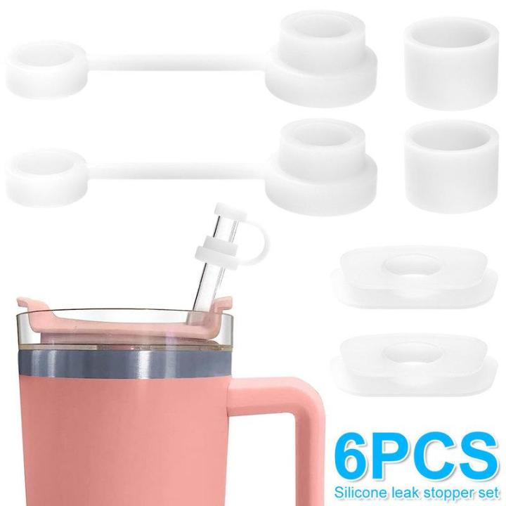 6pcs Silicone Spill Proof Stopper Set, Straw Cover Compatible With