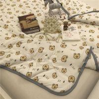 【Ready】? Knitted cloud soft summer cool quilt ins fried chicken soft single and double summer thin quilt air-conditioning quilt bear cartoon