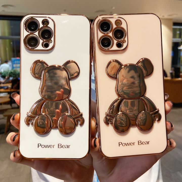 สินค้าใหม่ในสต็อก-หรูหราชุบ3d-หมีกรณีสำหรับ-iphone-13-pro-max-11-12-pro-xs-max-x-xr-7-8พลัส14-pro-max-ป้องกันเลนส์กันกระแทกปกอ่อน