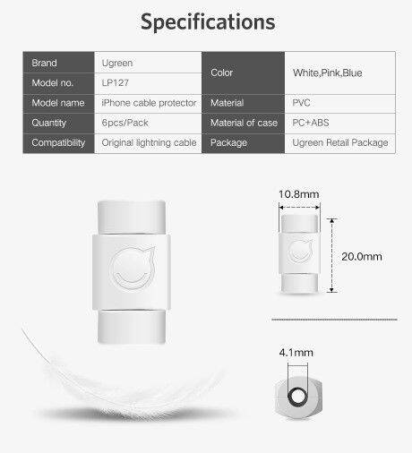 ป้องกันสายหัก-ugreen-cable-protector-for-lightning-charger-protection-cable-usb-cord-saver-bite-usb-cable-6ชิ้น