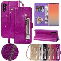 [Beike electronic] Bling กรณี Glitter สำหรับ Samsung Galaxy S22 Ultra S21 FE S20 S10 S9 S8 Plus S7ขอบหมายเหตุ8 9 10 20หนังซิปกระเป๋าสตางค์