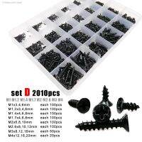 ◕ 700/1000/1350/2010pc M1 M1.4 M1.7 M2 M3 M4 Black Phillips Cross Flat Countersunk Head Self-tapping Wood Screw Set Assortment Kit