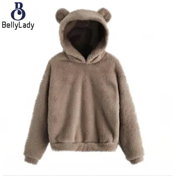 Women's Hoodie Girls Cute Rabbit Bunny Ears Top Long Sleeve Casual Hooded  Sweatshirt Warm