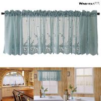 W.T Window Curtain Short Kitchen Valance Drape Polyester Lace Flower Pattern Balcony Curtain for Home