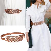 ∈  New Womens Wide Leather Hollow Waistband Adjustable Waist Chain Fashion Clothing Accessories