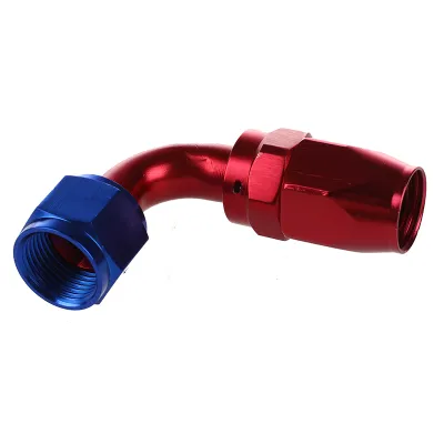 AN10/90 degree Swivel Oil Fuel Hose End Fitting Adapter Aluminum Red + Blue