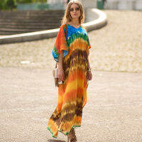 โบฮีเมียนบีชชุด Maxi เสื้อคลุมชุดว่ายน้ำปกอัพสำหรับชุดว่ายน้ำ Kaftans สำหรับผู้หญิงริมทะเลวันหยุดชุดว่ายน้ำที่สง่างาม