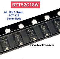 (10ตัว) BZT52C18W , 18V 0.5Watt SMD ZENER DIODE ตัวถังSOD-123