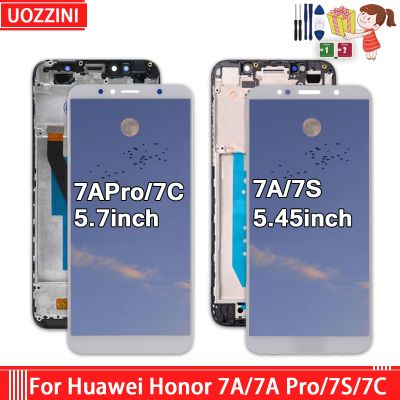 จอแอลซีดีเหมาะสำหรับจอแสดงผล Huawei Honor 7A หน้าจอสัมผัสประกอบเครื่องอ่านพิกัดเหมาะสำหรับ Huawei Honor 7A เหมาะสำหรับ Huawei Honor 7C 7S พร้อมกรอบ