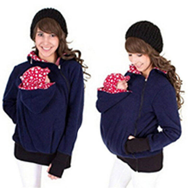 autumn-amp-winter-three-in-one-pullover-detachable-baby-sleeping-bag-multifunctional-kangaroo-mother-sweater-coat-womens-clothing