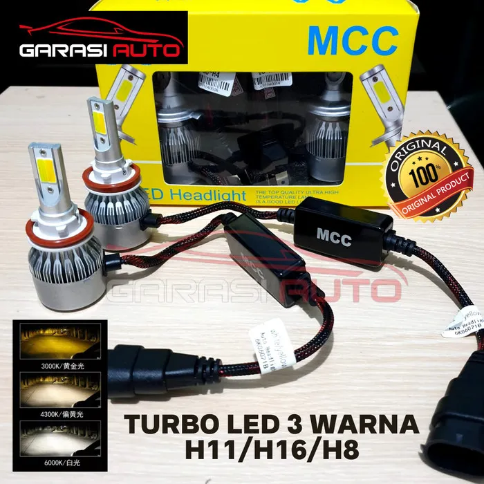 Turbo Led 3 Warna Lampu Foglamp Rush Terios Calya Sigra Bohlam H11 H16