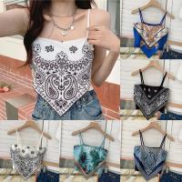 Arjungo✿ashion Satin Tie Back Knot Spaghetti Straps Cami Sling Bandana Crop Top Backless