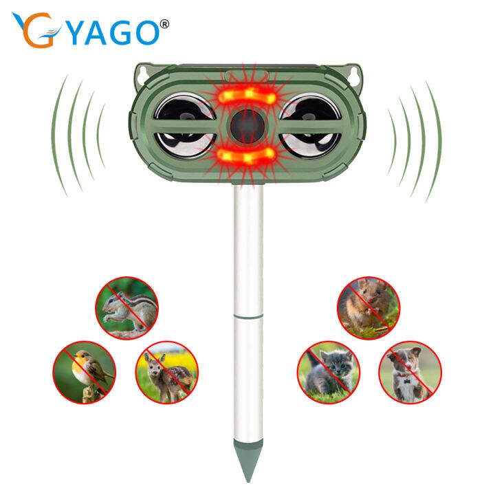 RCYAGO Solar Ultrasonic Bird Repellent Pest Repeller Sonic Outdoor