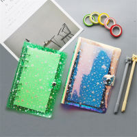 Glitter Star Loose Leaf Notebook Cover A5A6 6 Rings Transparent File Folder Binder Ring Kawaii Stationery School Office Supply