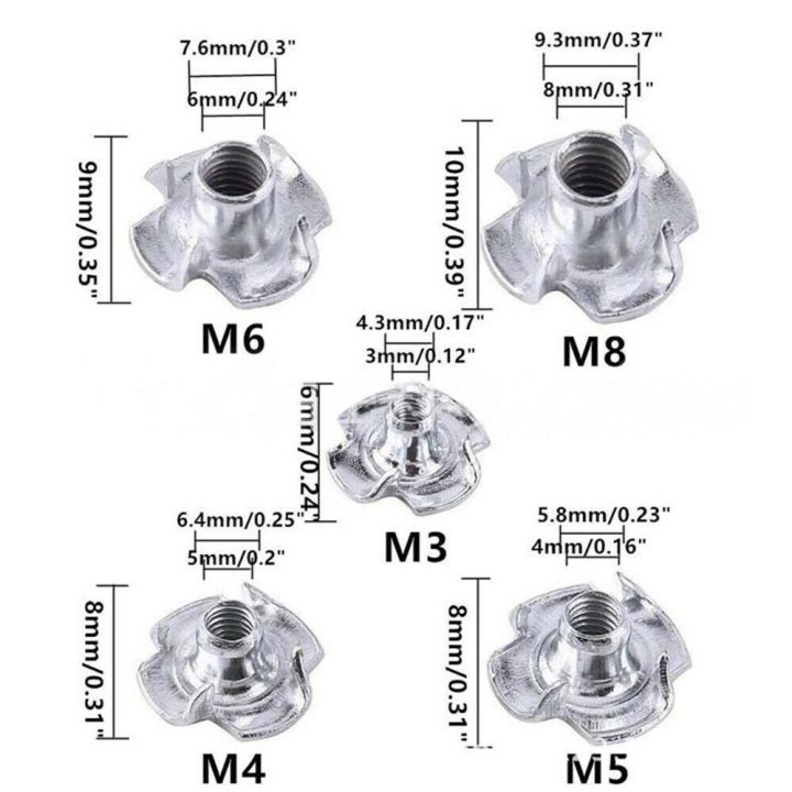 cw-165pcs-carbon-four-pronged-t-nuts-m3-m4-m5-m6-m8-m10-m12-inserts-wood