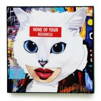 Cat แมว None of Your Business รูปภาพ​ติด​ผนัง​ pop art พร้อมกรอบและที่แขวน แมว การ์ตูน cartoon แต่งบ้าน ของขวัญ กรอบรูป รูปภาพ ของสะสม