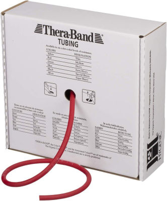 THERABAND Professional Latex Resistance Tubing for Upper Body, Lower Body and Core Exercise, Rehab, and Conditioning Red - Medium