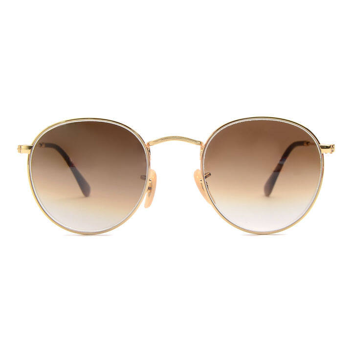 Uv 400 protective roundness shape metal sunglasses gold frame gradual ...