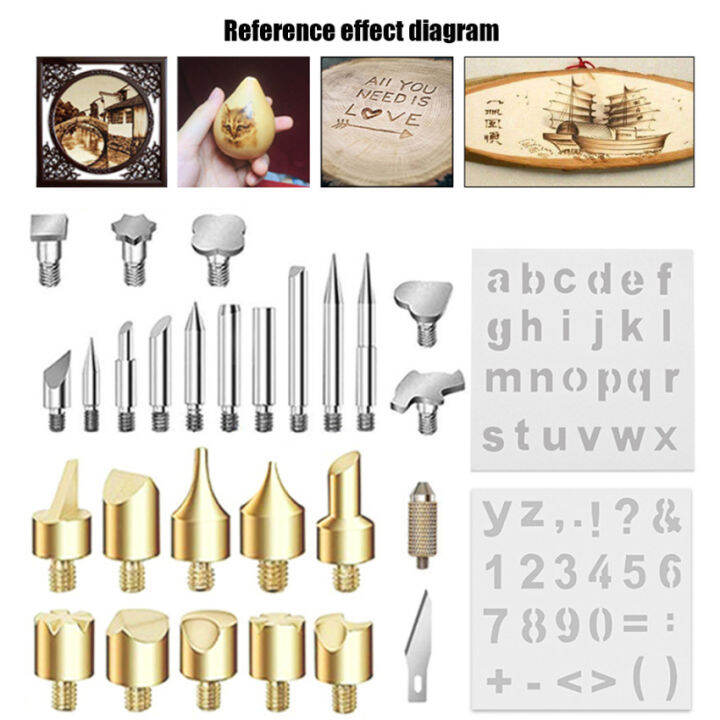 การเผาไหม้ไม้ปากกาชุดลายฉลุบัดกรีเหล็กเคล็ดลับเครื่องมือpyrographyชุด