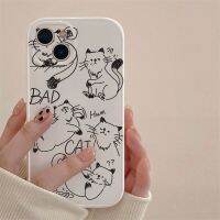 {Doudou Plush} เคสโทรศัพท์ Bad Cat การ์ตูนสำหรับ iPhone 14 13 12 11 Pro XR 7 8 Plus เคสโทรศัพท์ซิลิโคน SE2020ขนาดเล็ก