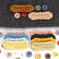 Handmade With Love Labels For Clothes Hand Made Tags Leather Handmade Label For Hats Blanket Bags Sewing Accessories 20Pcs Stickers Labels