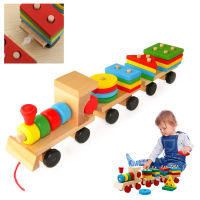 Wooden Train Building Blocks Educational Kids Baby Wooden Solid Stacking Train Toddler Block Toy for Children Birthday Gifts