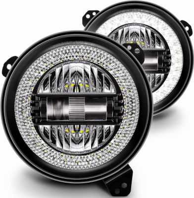 ONLINE LED STORE TRUE MODS 9" Round LED Headlights Compatible w/Jeep Wrangler JL Gladiator JT 2018-2023 Accessories [DOT] [HALO DRL] [Plug n Play]
