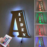 LED Custom Name Night Light USB Wooden Warm Light Table Lamp 26 Letter Hollow Personalized Decorative Lamp Child Birthday Gift