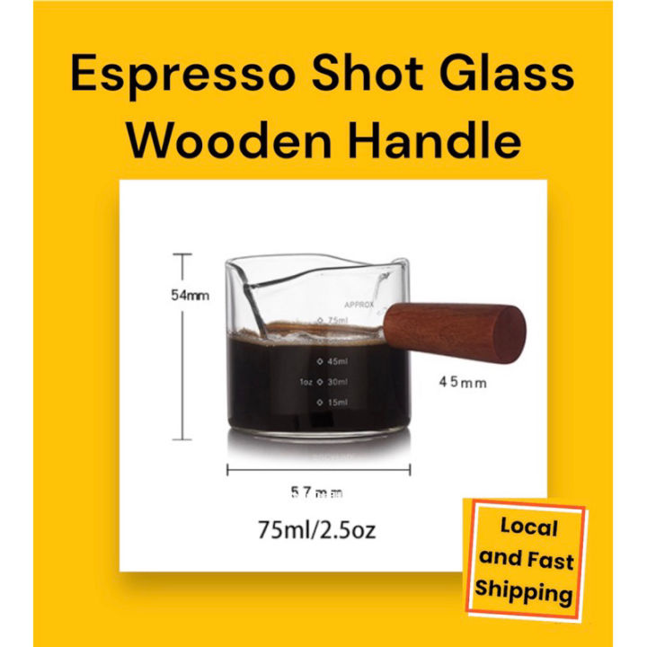 Espresso Shot Glasses 2.5OZ Double Spouts Measuring Cup Espresso Accessories  wit