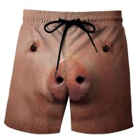 กางเกงขาสั้นชายหาดสัตว์ตลกเป็ดหมูลิงพิมพ์ 3D Street Man Beach Shorts กีฬาเด็กกางเกงขาสั้นว่ายน้ำกางเกงขาสั้น