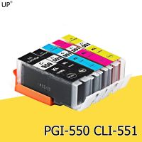【support-Cod】 Active4U Cli551compatible Pgi550สำหรับปืนใหญ่ Pixma Ip7250 8750 Mg5450 Mx725 Mx925 Mg6450 Mg5550 Ix6850 Mg5650เครื่องพิมพ์ Pgi550 Cli551