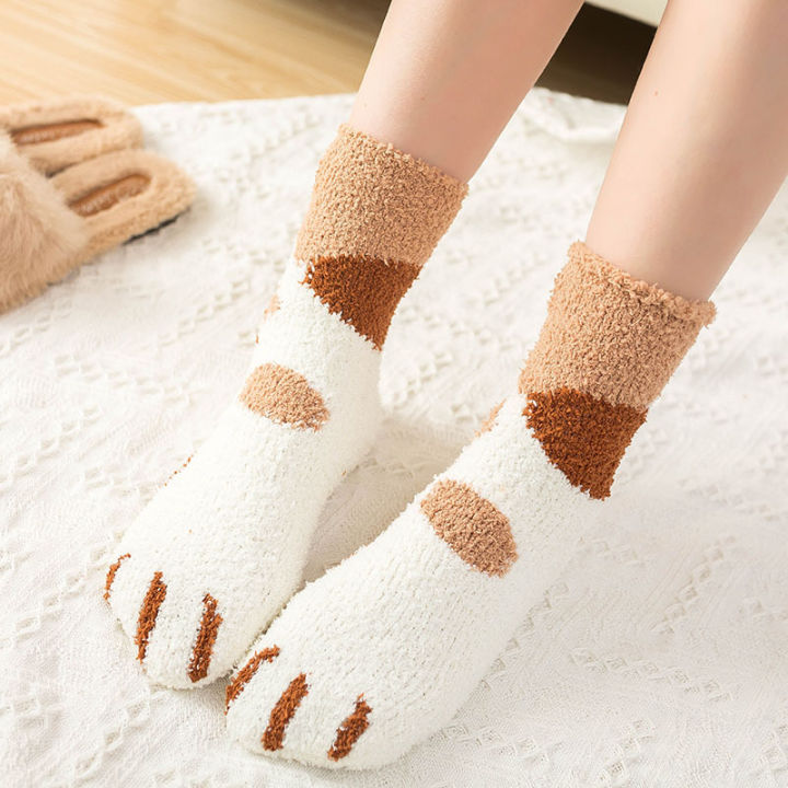 ถุงเท้าผ้าขนหนู-ถุงเท้ากันหนาว-แมว