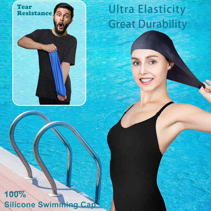HIKAYA Silicone Swimming Cap for Women and Men,Special Design Swim Cap