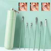 6Pcs/set Ear Wax Pickers Earpick Wax Remover Stainless Steel Piercing Kit Earwax Curette Spoon Care Ear Clean Toolear Cleaner