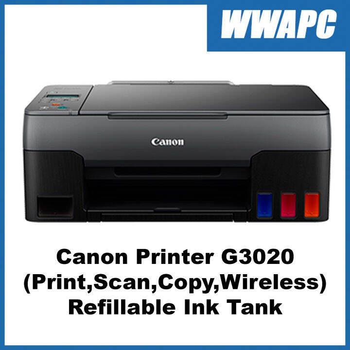 Canon Inkjet Printer PIXMA G3020 Easy Refillable Ink Tank, Wireless ...