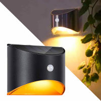 Black Solar Light Outdoor Waterproof Garden Courtyard Wall Lamp Warm White Corridor Fence Light With Motion Sensor