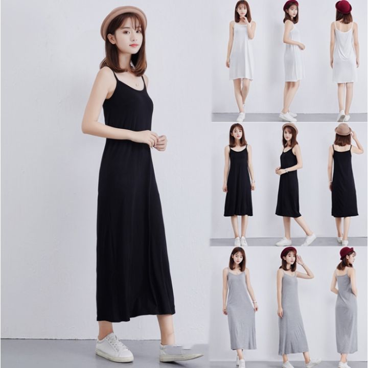 1To Finity Women's Hosiery Cotton Solid Full Length Camisole, Long Inner  wear Nighty Slip-Kurti Slip-