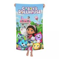 Gabbys Dollhouse Bath Towel 3D Printed Microfiber Soft Water Absorbing Breathable For Girl Kids Decorative Cartoon Beach Towel