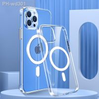 ☫☊⊕ Luxury Transparent Wireless Charging Magnetic Cover For Apple Magsafe Case iPhone 11 12 13 14 Pro Max Mini Clear Acrylic Cases