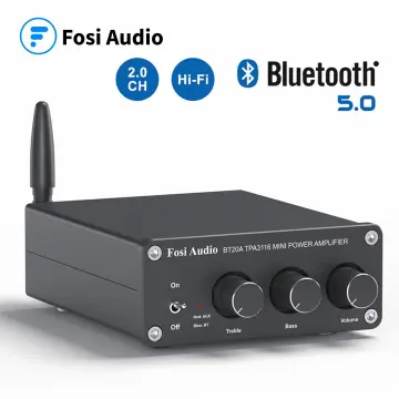 Fosi Audio BT20A Bluetooth 5.0 Stereo Audio 2 Channel Amplifier Receiver  Mini Hi-Fi Class D Integrated Amp 2.0 CH for Home Speakers 100W x 2 with  Bass