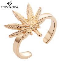 【2023】Todorova Christmas Gift Knuckle Rings Women Nature Inspired Delicate Jewelry Maple Leaf Opening Adjustable Ring