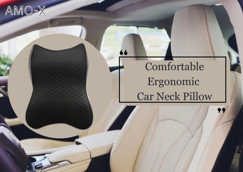 Car Seat Headrest Neck Rest Cushion - Ergonomic Car Neck Pillow Durable 100% Pure Memory Foam Carseat Neck Support - Comfty Car Seat Back Pillows for