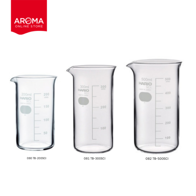 Hario บีกเกอร์แก้ว ถ้วยตวงแก้ว Tall Beaker 200,300,500 ml. (With Measurements) (080/081/082)